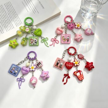 Trendy DIY Smiley Face Star Doll Phone Chain Keychain