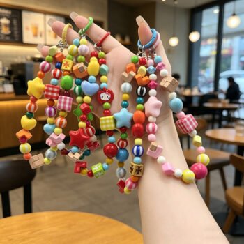 INS Style Dopamine Color Beaded Phone Chain, Bag & Camera Keychain Pendant