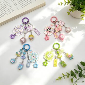 DIY Modified Doll Figurine Keychain Ring, Cute Schoolbag Small Charm