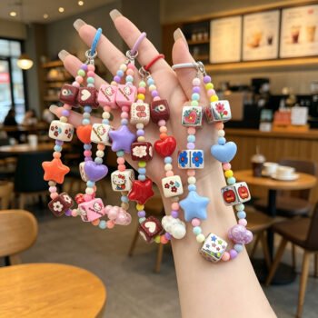 Dopamine Beaded Phone Chain, Cute Bag Charm, CCD Anti‑Lost Hand Chain