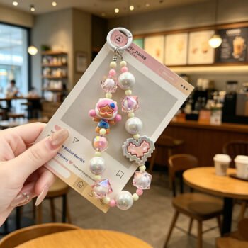 Labubu Beaded Phone Chain Pendant, Pop Mart Cute Keychain Ornament