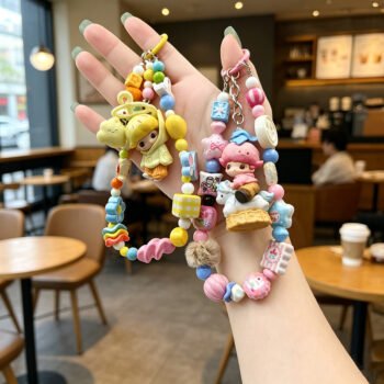 Modified 2nd‑Gen Dimoo Beaded Phone Chain, Figurine Keychain Pendant