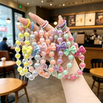 DIY Beaded Bow Phone Chain Car Keychain Bag Charm
