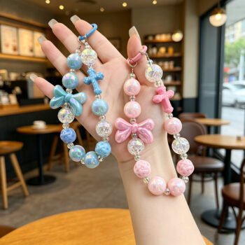 Best‑Selling Macaron Bead Keychain, Bow Bag Phone Case Small Pendant