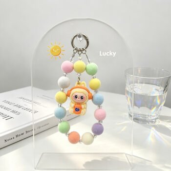 New Creative Lab Cloth Bead Phone Chain Keychain Pom‑pom Bracelet