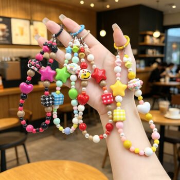 Cute Blind‑Box Dopamine Beaded Phone Chain, DIY Bag Key Charm