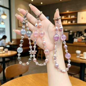 Fashion Crystal Pearl Phone Lanyard, Tassel Bag & Key Short Pendant