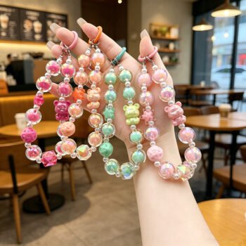 2026 Little Bear Beaded Wrist Strap Phone Case Lanyard Keychain
