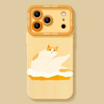The orange cat silicone softshell phone case is suitable for the iPhone 16/17 series