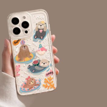 The Forest Zoo Pool Dog Transparent Shockproof Phone Case is compatible with the iPhone 16/17 series