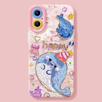The Cute Whale Full-Cover Case is suitable for the iPhone 16/17 series