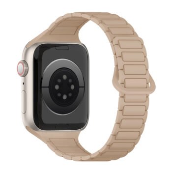 The second-generation three-bead slim waist silicone magnetic watch strap is compatible with iPhone iWatch 10/11/Ultra3/SE3