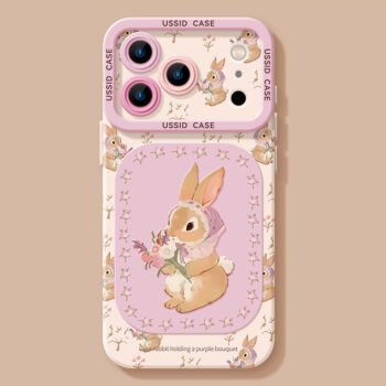 The headscarf rabbit silicone phone case is shockproof and suitable for the iPhone 16/17 series