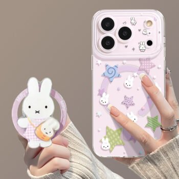 Phone case with stand compatible with iPhone 16/17 Star Rabbit