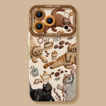 The Coffee Kitten phone case is compatible with the iPhone 16/17 series