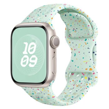 The perforated colored chip silicone watch strap is compatible with iPone Watch1-11th Gen / Ultra3 / SE3