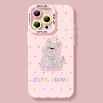 Liquid silicone phone case with polka dot design, suitable for iPhone 15/16 series