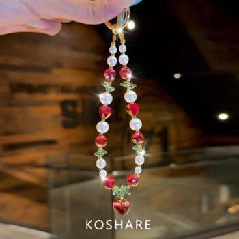 Luxury Niche Red Apple Crystal Phone Chain, Women HandCarry Bag Accessory