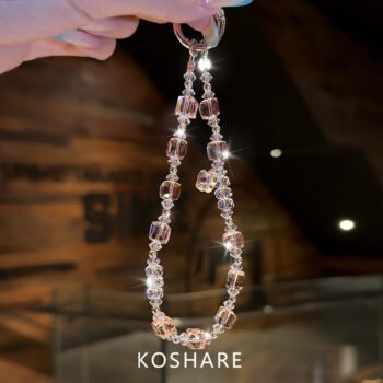 Lychee SugarCube Diamond Phone Chain, Luxury Crystal Short Bag Pendant