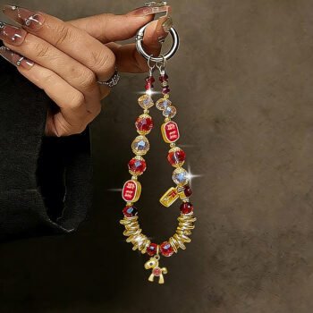 New ChineseStyle Fuma Wealth Phone Short Chain, Women Crystal Bag Charm