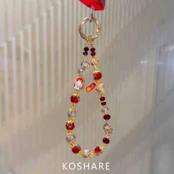 Fortune & Treasure Rhinestone New Year Phone Short Chain, Crystal Wrist Lanyard Bag Pendant