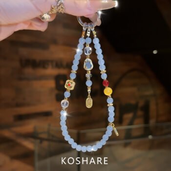 Luxury New Chinese Style Wrist Short Chain, Crystal Phone Chain Bag Pendant
