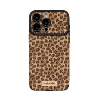 Vintage leopard print hanging chain compatible with iPhone 16 and 17 sheepskin phone cases