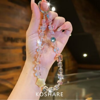Ice Star Sparkling Crystal Phone Chain, Exquisite Women Wrist Cord Bag Pendant