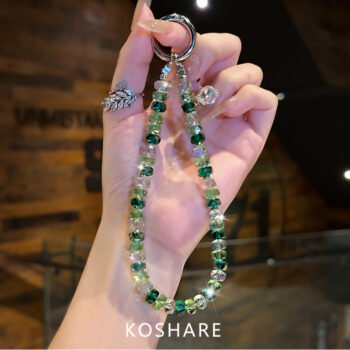 Summer Wild Green Fairy Trace Phone Chain, Luxury Crystal Wrist Short Bag Pendant